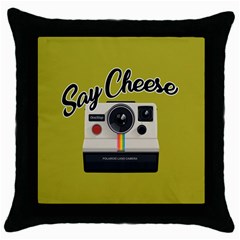 Say Cheese Throw Pillow Case (black) by Valentinaart