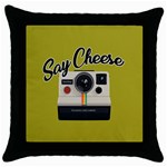 Say Cheese Throw Pillow Case (Black) Front