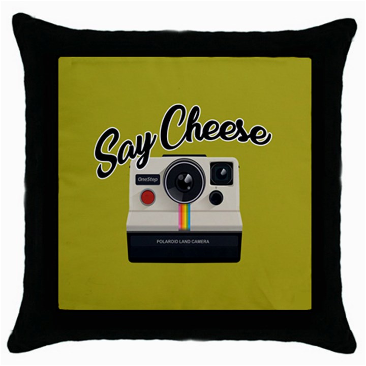 Say Cheese Throw Pillow Case (Black)