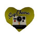 Say Cheese Standard 16  Premium Heart Shape Cushions Back