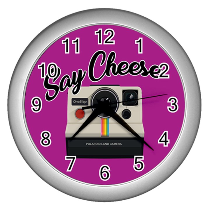 Say Cheese Wall Clocks (Silver) 