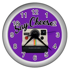 Say Cheese Wall Clocks (silver)  by Valentinaart