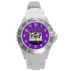 Say Cheese Round Plastic Sport Watch (l) by Valentinaart