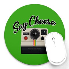 Say Cheese Round Mousepads by Valentinaart