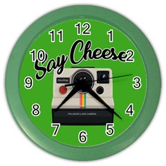 Say Cheese Color Wall Clocks by Valentinaart