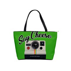 Say Cheese Shoulder Handbags by Valentinaart