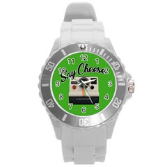 Say Cheese Round Plastic Sport Watch (l) by Valentinaart