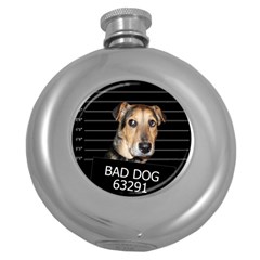 Bed Dog Round Hip Flask (5 Oz) by Valentinaart