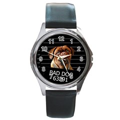 Bed Dog Round Metal Watch by Valentinaart