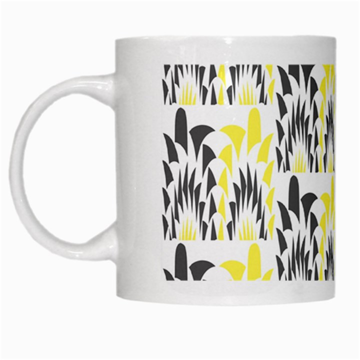 Tricolored Geometric Pattern White Mugs