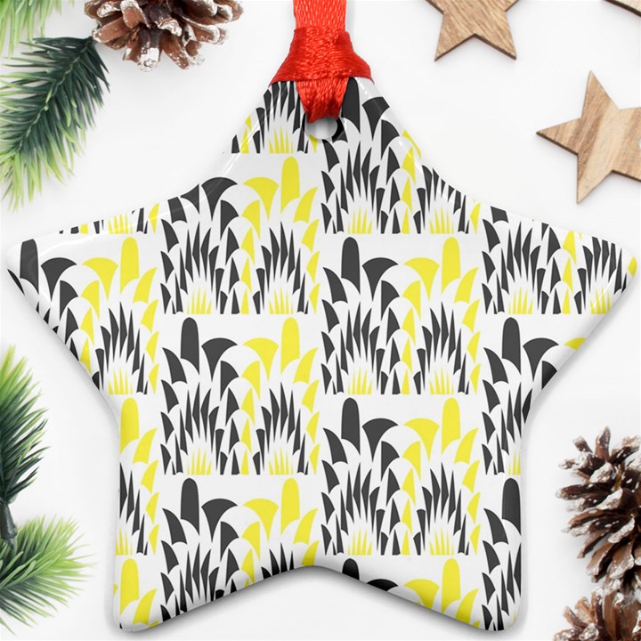 Tricolored Geometric Pattern Star Ornament (Two Sides)