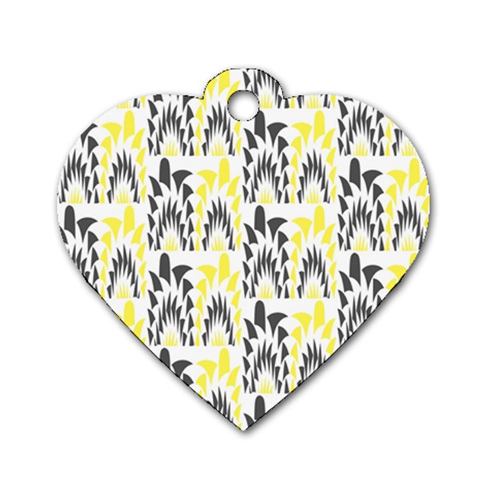 Tricolored Geometric Pattern Dog Tag Heart (Two Sides)