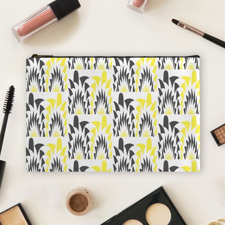 Tricolored Geometric Pattern Cosmetic Bag (Large) 