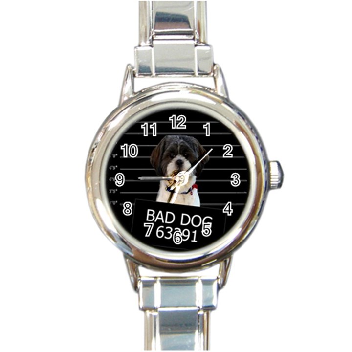 Bad dog Round Italian Charm Watch