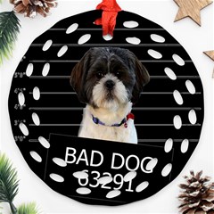 Bad dog Round Filigree Ornament (Two Sides)