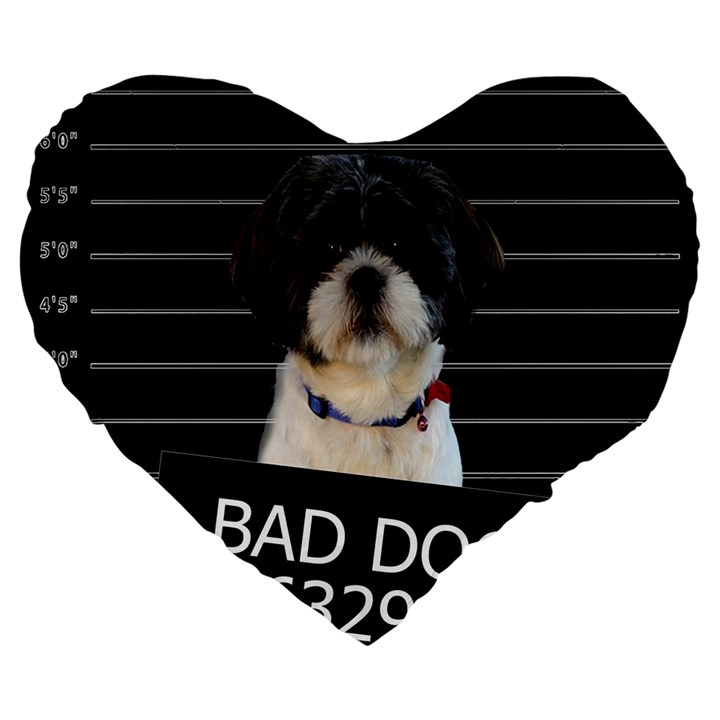 Bad dog Large 19  Premium Flano Heart Shape Cushions