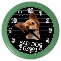 Bad Dog Color Wall Clocks by Valentinaart