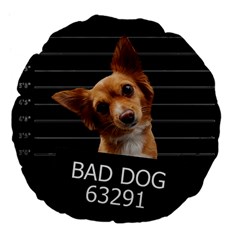 Bad Dog Large 18  Premium Flano Round Cushions by Valentinaart