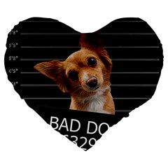 Bad Dog Large 19  Premium Flano Heart Shape Cushions by Valentinaart