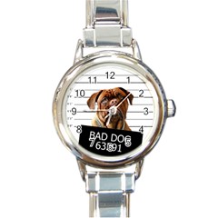 Bad Dog Round Italian Charm Watch by Valentinaart