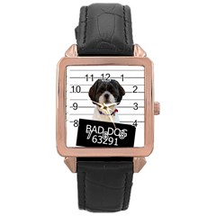 Bad Dog Rose Gold Leather Watch  by Valentinaart