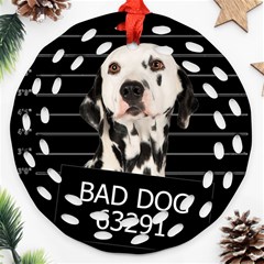 Bad Dog Ornament (round Filigree) by Valentinaart