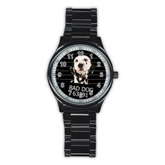 Bad Dog Stainless Steel Round Watch by Valentinaart