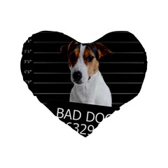 Bad Dog Standard 16  Premium Flano Heart Shape Cushions by Valentinaart