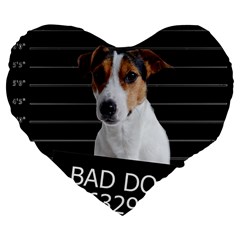 Bad Dog Large 19  Premium Flano Heart Shape Cushions by Valentinaart