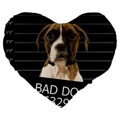 Bad Dog Large 19  Premium Flano Heart Shape Cushions by Valentinaart