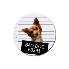 Bad Dog Rubber Coaster (round)  by Valentinaart