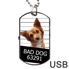 Bad Dog Dog Tag Usb Flash (one Side) by Valentinaart