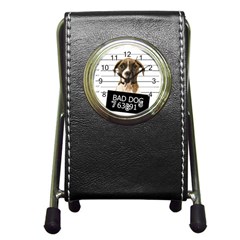 Bad Dog Pen Holder Desk Clocks by Valentinaart