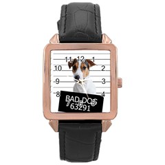 Bad Dog Rose Gold Leather Watch  by Valentinaart