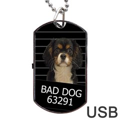 Bad Dog Dog Tag Usb Flash (two Sides) by Valentinaart