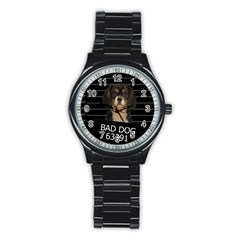 Bad Dog Stainless Steel Round Watch by Valentinaart