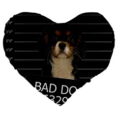 Bad Dog Large 19  Premium Flano Heart Shape Cushions by Valentinaart