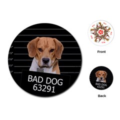 Bad Dog Playing Cards (round)  by Valentinaart