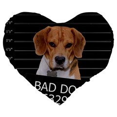 Bad Dog Large 19  Premium Flano Heart Shape Cushions by Valentinaart