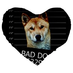 Bad Dog Large 19  Premium Flano Heart Shape Cushions by Valentinaart