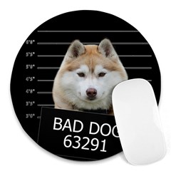 Bad Dog Round Mousepads by Valentinaart