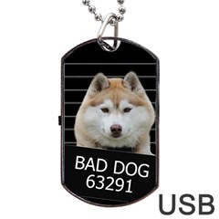 Bad Dog Dog Tag Usb Flash (two Sides) by Valentinaart