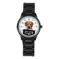 Bad Dog Stainless Steel Round Watch by Valentinaart