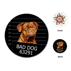 Bad Dog Playing Cards (round)  by Valentinaart