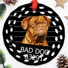 Bad Dog Ornament (round Filigree) by Valentinaart