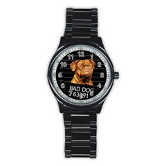 Bad Dog Stainless Steel Round Watch by Valentinaart