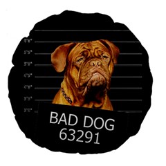 Bad Dog Large 18  Premium Flano Round Cushions by Valentinaart