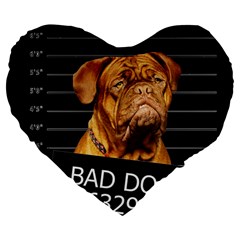 Bad Dog Large 19  Premium Flano Heart Shape Cushions by Valentinaart