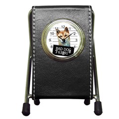 Bad Dog Pen Holder Desk Clocks by Valentinaart