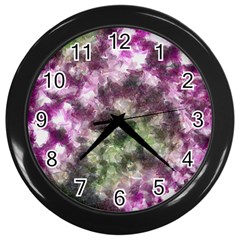 Purple Green Paint Texture          Wall Clock (black) by LalyLauraFLM